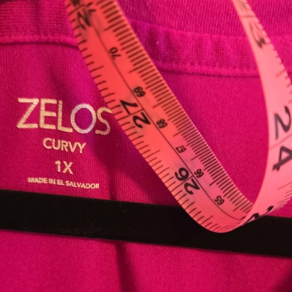 ZELOS Women's Short Sleeve V-Neck Tee - Magenta - Picture 2 of 4